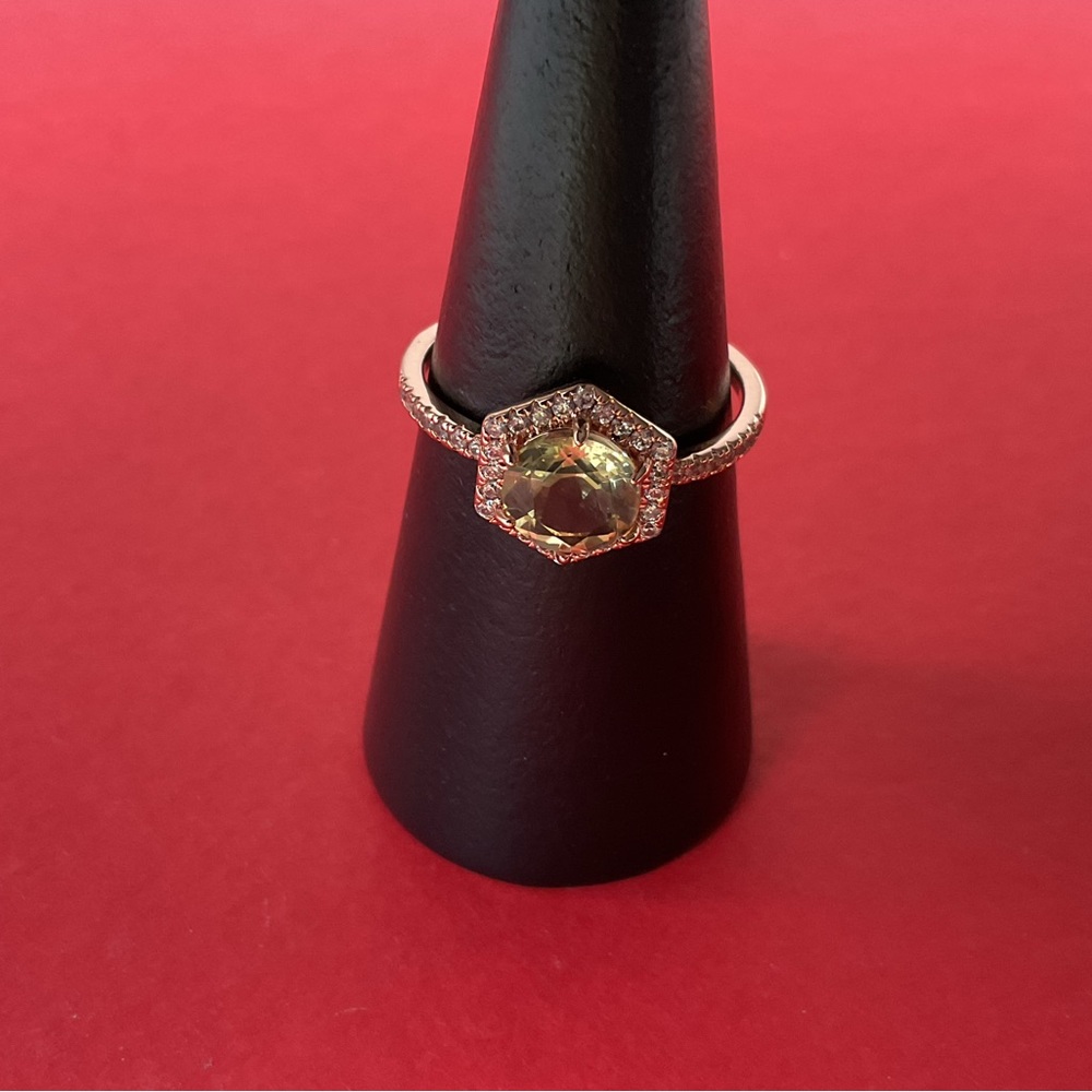 Bomb Party RBP3557 “Sweet Sparkle” Genuine Citrine on Rose Gold Sz 11 Ring NWOT